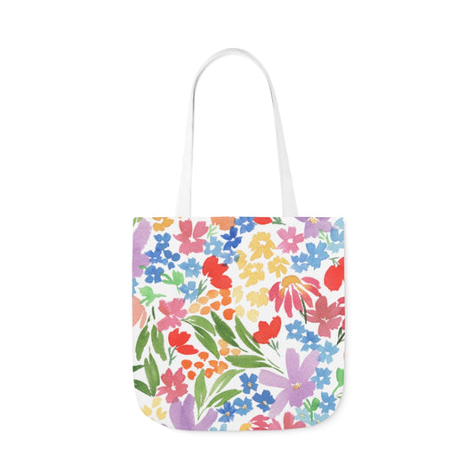 Colorful WildFlower Field Polyester Canvas Tote Bag