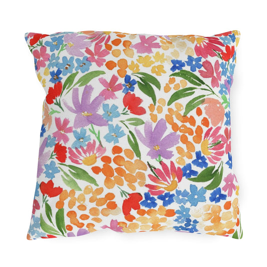 Colorful WildFlower Field Outdoor Pillows