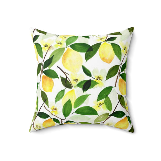 Lemon Spun Polyester Square Pillow