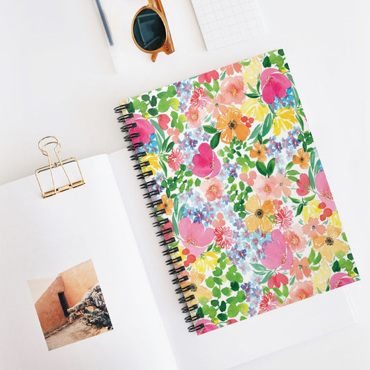 Happy Florals Spiral Notebook - Ruled Line