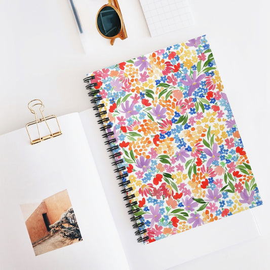 Colorful WildFlower Field Spiral Notebook - Ruled Line