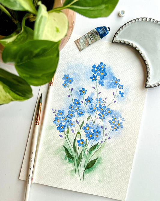 Original Forget-me-not Watercolor Painting