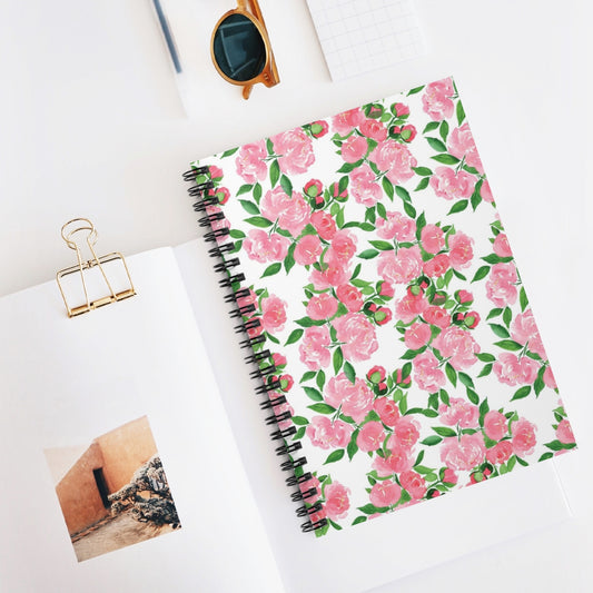 Pink Peonies Spiral Notebook - Ruled Line