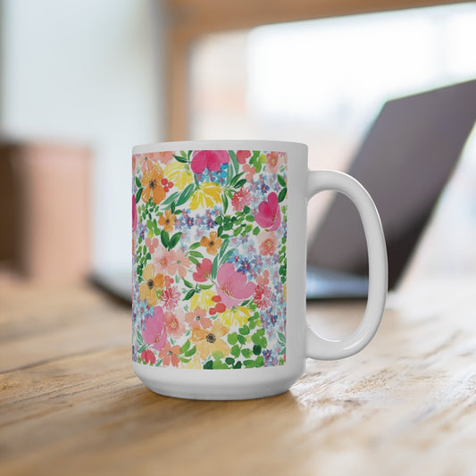 Happy Florals Ceramic Mug 15oz