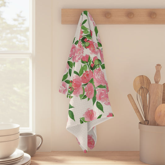 Pink Peonies Soft Tea Towel
